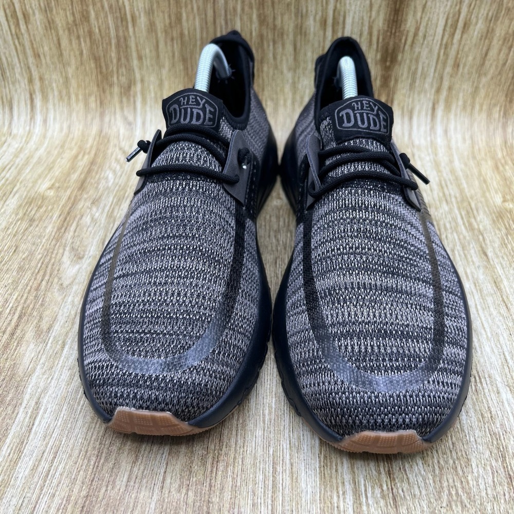 Hey Dude Sirocco Men's Size 11 Black Grey Knit Slip On Sneakers Casual Shoes - Picture 2 of 10